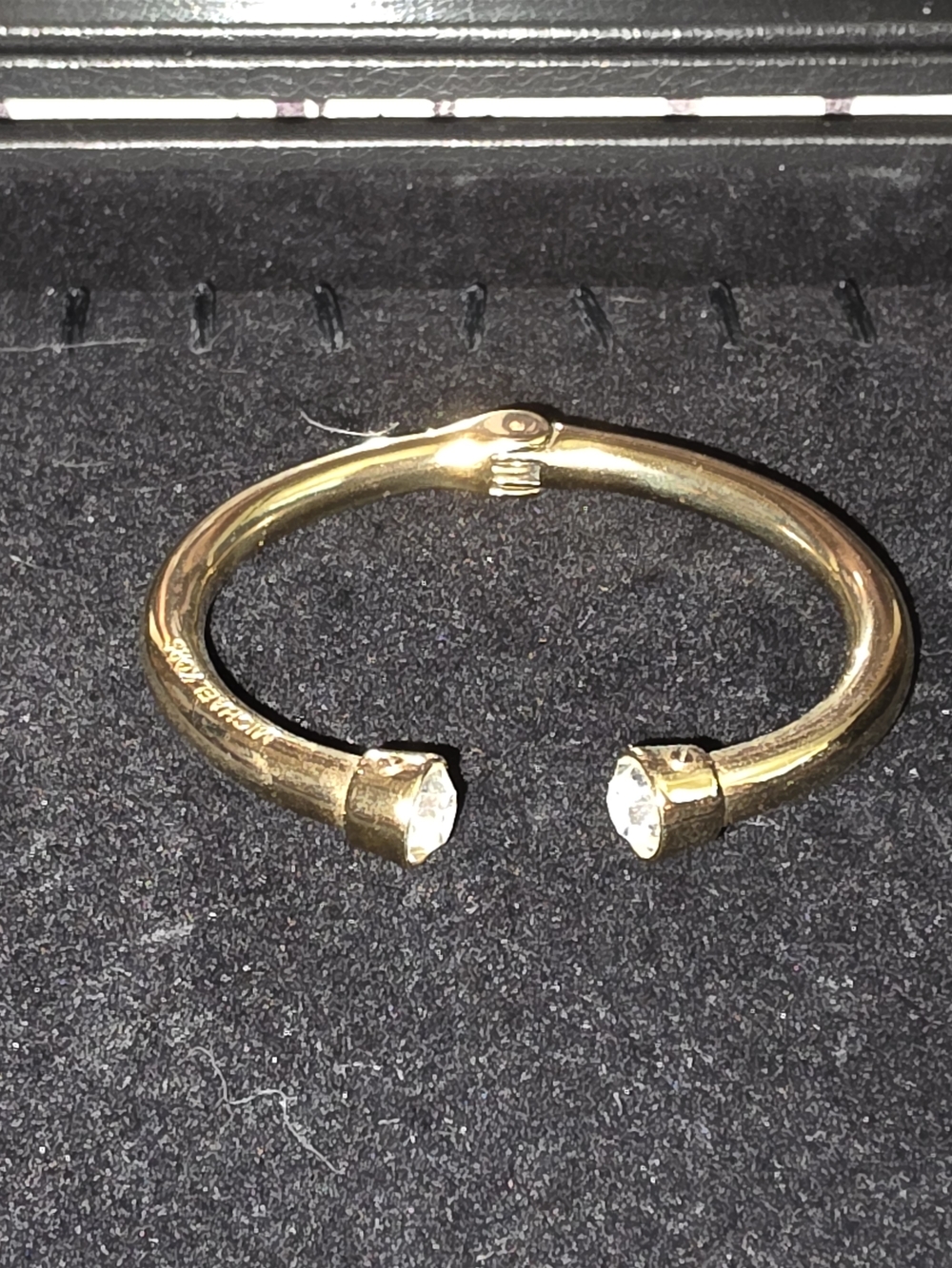 Michael Kors Gold Open Cuff Bracelet with Clear Crystal Ends